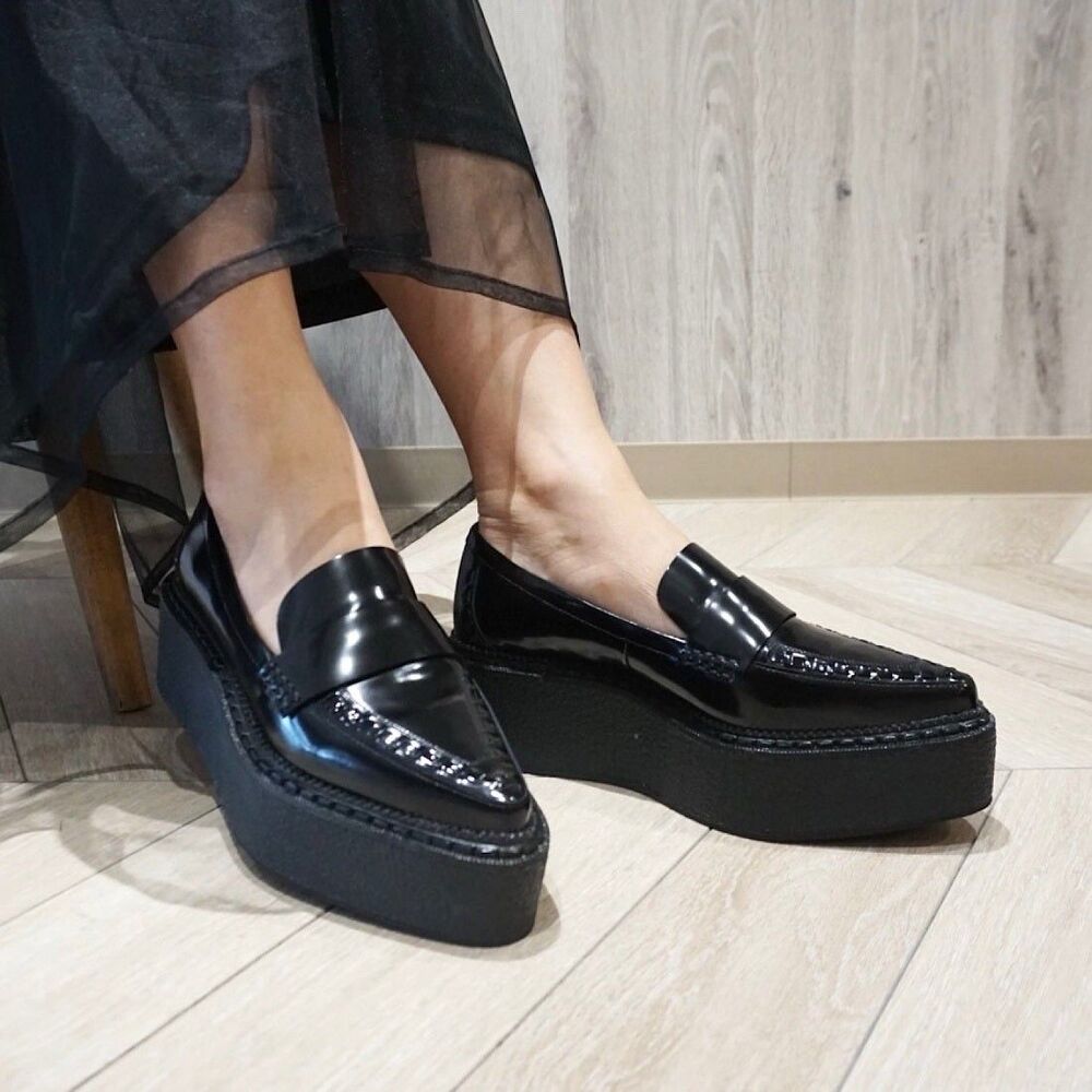 Jeffrey Campbell Black Patent Platform Loafers